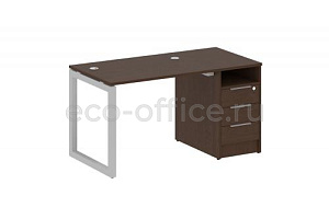 Рабочая станция с опорной тумбой METAL SYSTEM QUATTRO 5x5 50БО.РС-СТП-1.1 Венге Цаво / Серый металл фото