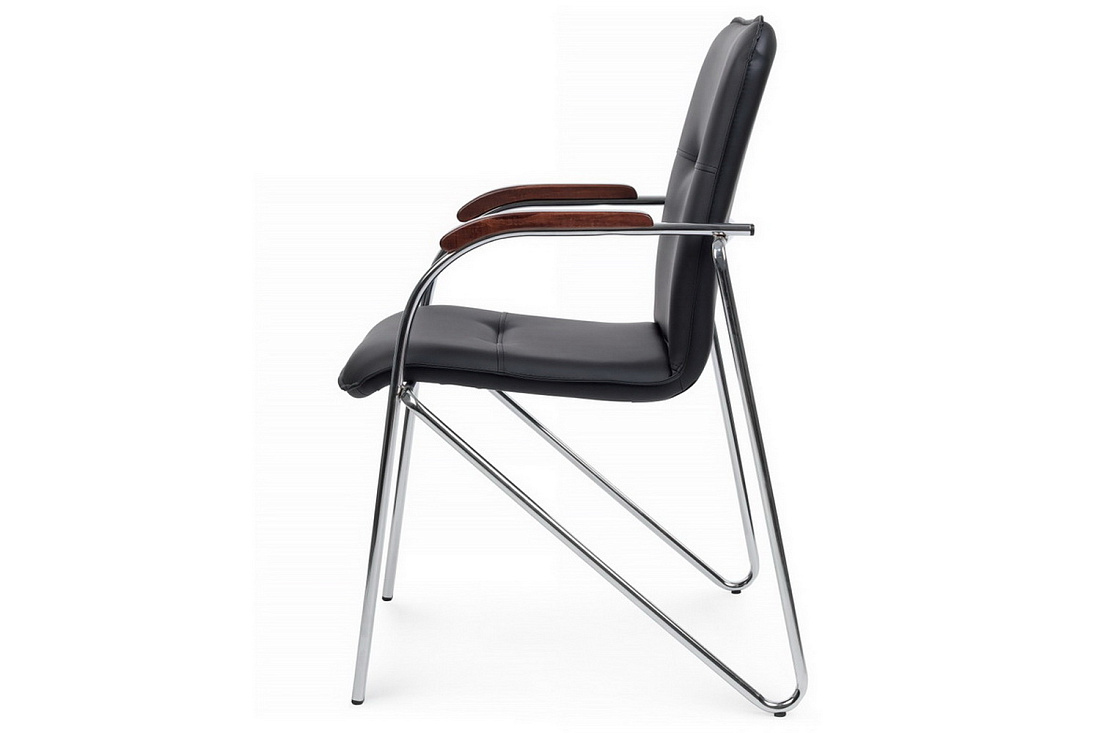 конференц-кресло rv chair самба на гальванических опорах smb-02h чёрная экокожа фото
