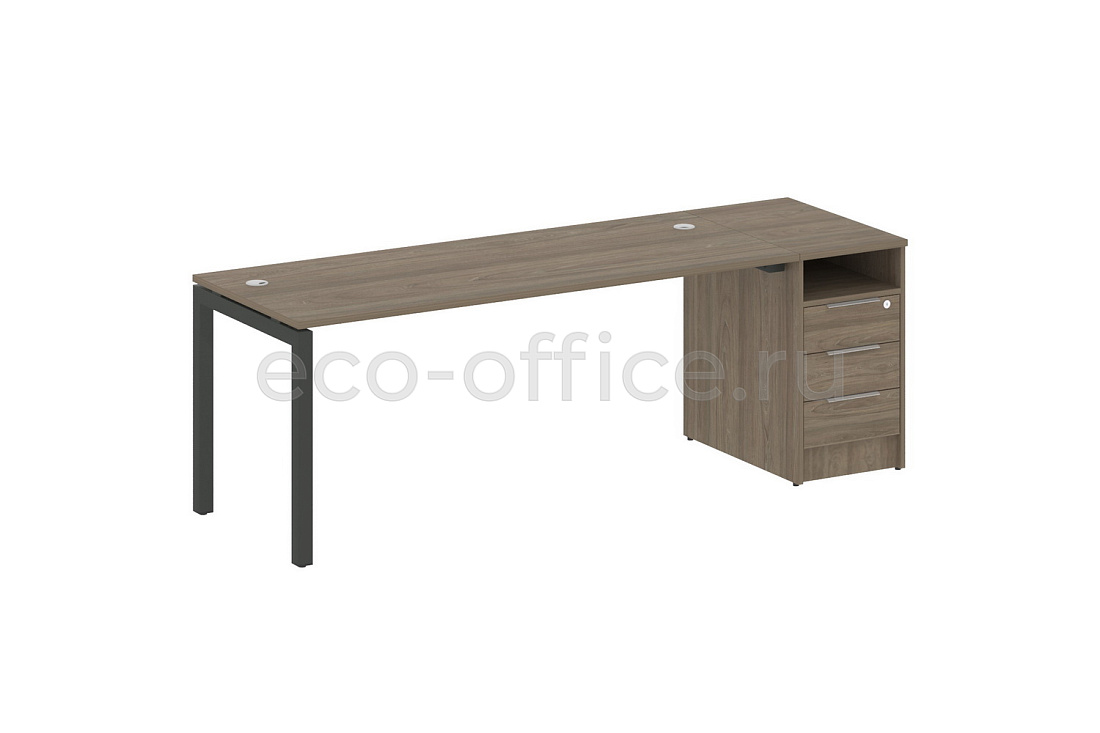 Рабочая станция с опорной тумбой METAL SYSTEM QUATTRO 5x5 50БП.РС-СТП-1.5 Вяз Благородный / Антрацит металл  купить в Москве