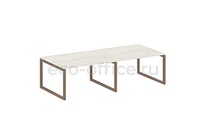 Стол переговорный (2 столешницы) METAL SYSTEM QUATTRO 5x5 50БО.ПРГ-2.3 Дуб Наварра / Мокко металл фото