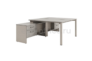 Стол-тандем на металлокаркасе с опорной тумбой SOLUTION D-414 Бетон Чефалу / Кашемир фото