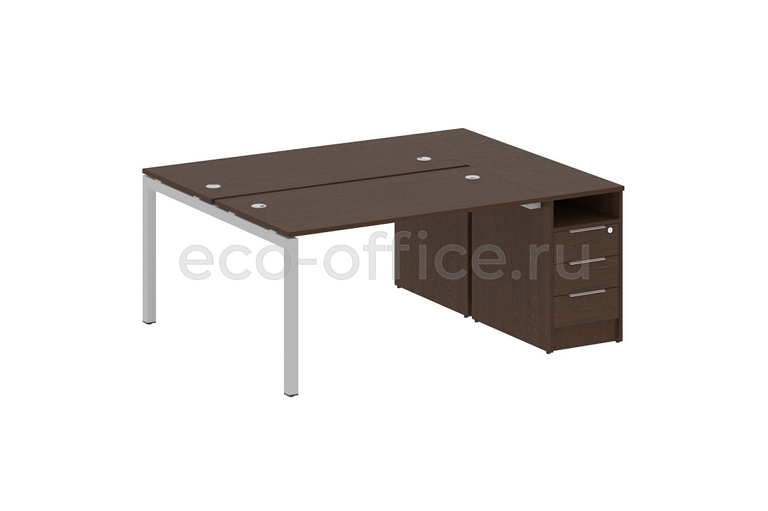 Рабочая станция с опорной тумбой METAL SYSTEM QUATTRO 5x5 50БП.РС-СТП-2.3 Венге Цаво / Серый металл купить в Москве