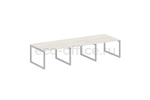 Стол переговорный (3 столешницы) METAL SYSTEM QUATTRO 5x5 50БО.ПРГ-3.2 Дуб Наварра / Серый металл фото
