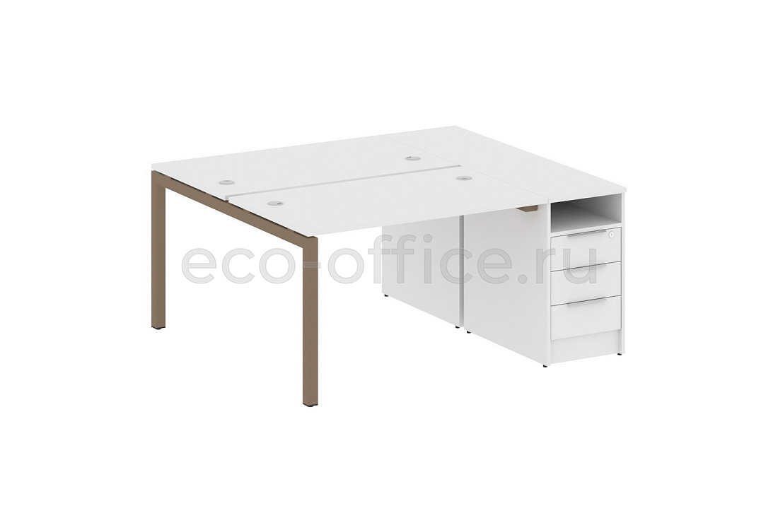 Рабочая станция с опорной тумбой METAL SYSTEM QUATTRO 5x5 50БП.РС-СТП-2.2 Белый / Мокко металл купить в Москве