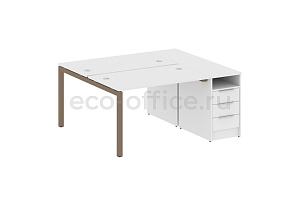 Рабочая станция с опорной тумбой METAL SYSTEM QUATTRO 5x5 50БП.РС-СТП-2.2 Белый / Мокко металл фото