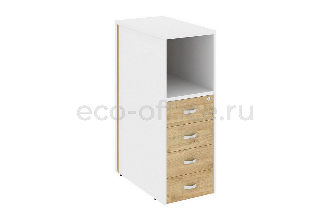 Тумба 4 ящика завершающая левая ONIX O.R-TV-4 (L) Тиквуд Светлый / Белый Бриллиант  стоимость