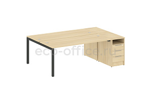 Рабочая станция с опорной тумбой METAL SYSTEM QUATTRO 5x5 50БП.РС-СТП-2.5 Акация Лорка / Антрацит металл фото