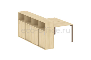 Рабочая станция с опорным шкафом-купе METAL SYSTEM QUATTRO 5x5 50БП.РС-СШК-4.2 Акация Лорка / Мокко металл фото