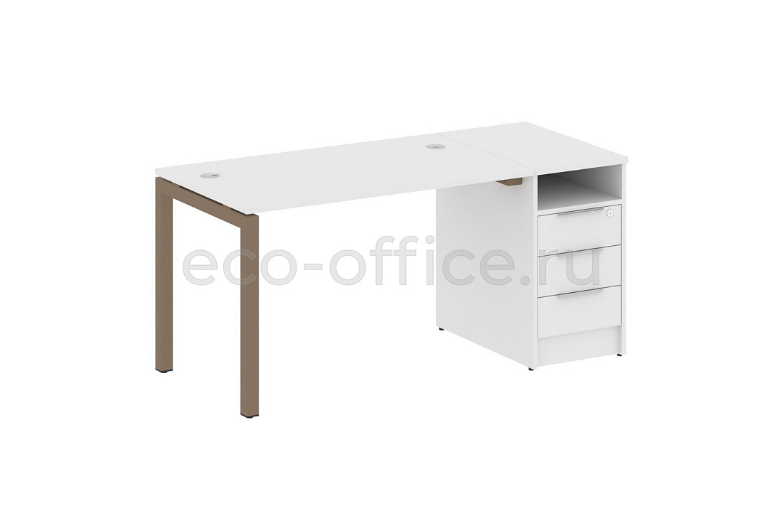 Рабочая станция с опорной тумбой METAL SYSTEM QUATTRO 5x5 50БП.РС-СТП-1.2 Белый / Мокко металл купить в Москве