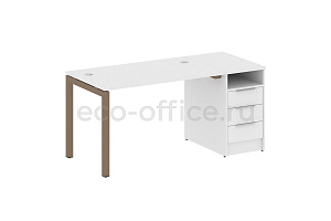 Рабочая станция с опорной тумбой METAL SYSTEM QUATTRO 5x5 50БП.РС-СТП-1.2 Белый / Мокко металл фото