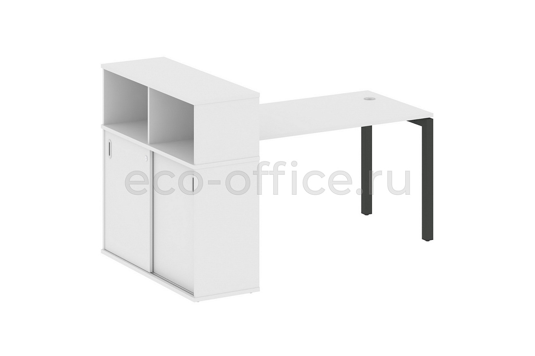 Стол письменный с опорным шкафом-купе METAL SYSTEM QUATTRO 5x5 50БП.РС-СШК-3.3 Белый / Антрацит металл купить в Москве