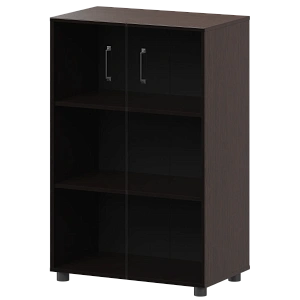 Стеллаж средний закрытый со стеклянными фасадами Protech К-933,К-946,КФ-946 Дуб венге фото