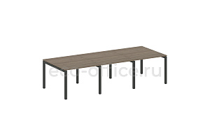 Стол переговорный (3 столешницы) METAL SYSTEM QUATTRO 5x5 50БП.ПРГ-3.1 Вяз Благородный / Антрацит металл фото