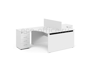 Бенч на 2 рабочих места эргономичный TOUR WOOD 114S1040 W3W3 (7016) Белый фото
