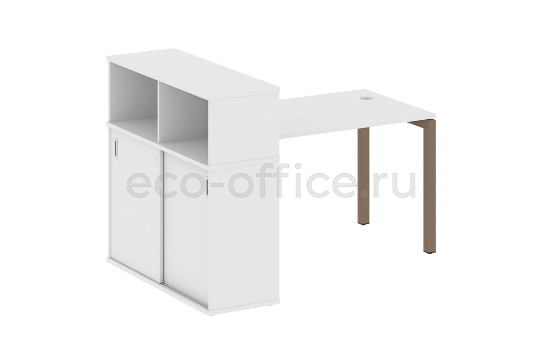 Стол письменный с опорным шкафом-купе METAL SYSTEM QUATTRO 5x5 50БП.РС-СШК-3.2 Белый / Мокко металл купить в Москве