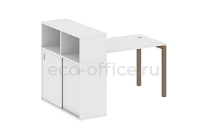 Стол письменный с опорным шкафом-купе METAL SYSTEM QUATTRO 5x5 50БП.РС-СШК-3.2 Белый / Мокко металл фото