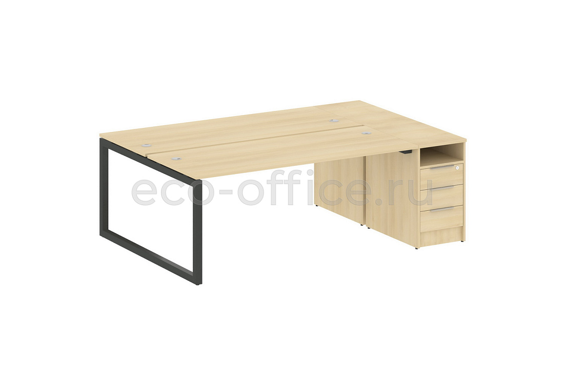 Рабочая станция с опорной тумбой METAL SYSTEM QUATTRO 5x5 50БО.РС-СТП-2.5 Акация Лорка / Антрацит металл  стоимость