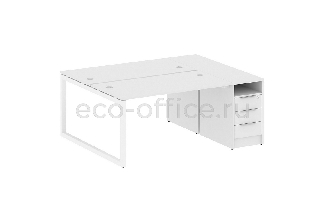 Рабочая станция с опорной тумбой METAL SYSTEM QUATTRO 5x5 50БО.РС-СТП-2.3 Белый / Белый металл  стоимость