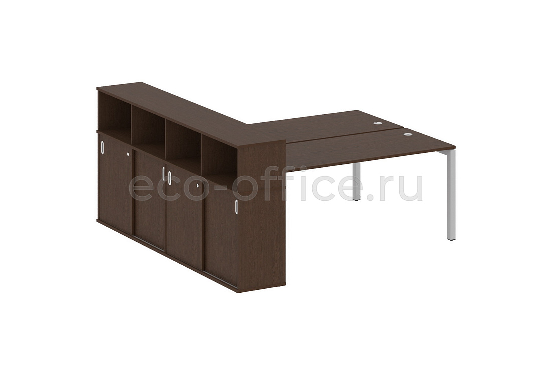 Рабочая станция с опорным шкафом-купе METAL SYSTEM QUATTRO 5x5 50БП.РС-СШК-4.5 Венге Цаво / Серый металл  стоимость