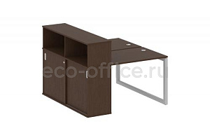 Рабочая станция с опорным шкафом-купе METAL SYSTEM QUATTRO 5x5 50БО.РС-СШК-2.1 Венге Цаво / Серый металл фото