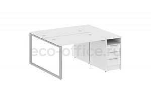 Рабочая станция с опорной тумбой METAL SYSTEM STYLE БО.РС-СТП-2.2 Белый / Серый металл фото