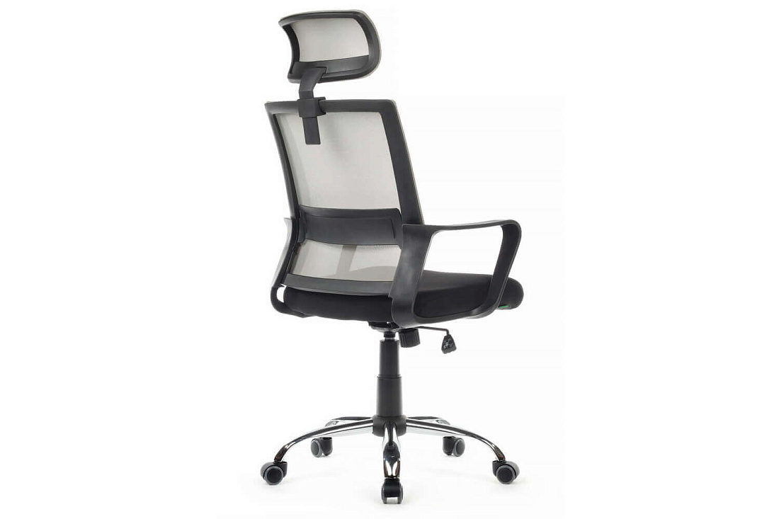 кресло rv chair mint 1029hb серая сетка / чёрная ткань фото