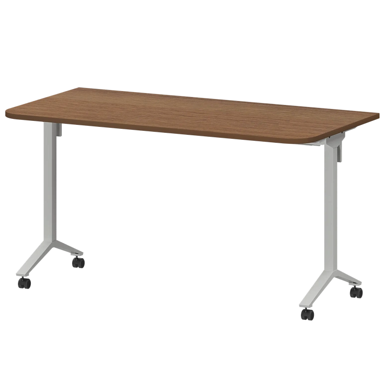 стол мобильный складной радиусный protech мб22-140.70р орех/белый фото