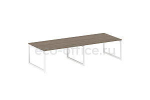Стол переговорный (2 столешницы) METAL SYSTEM QUATTRO 5x5 50БО.ПРГ-2.4 Вяз Благородный / Белый металл фото
