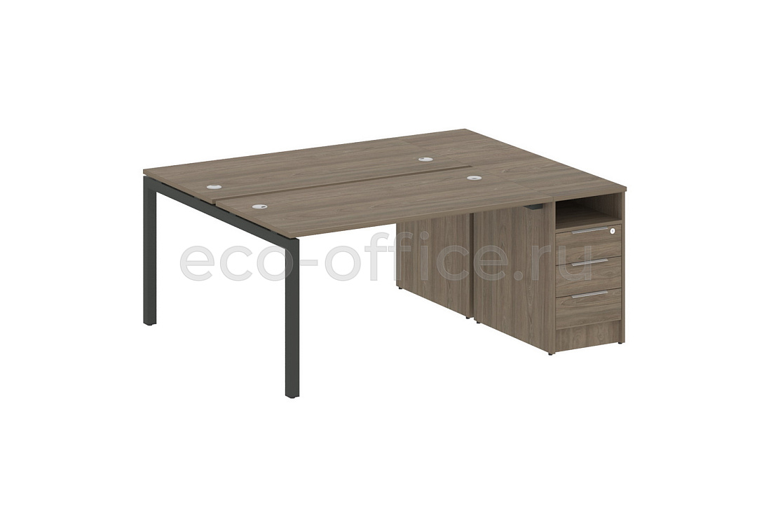 Рабочая станция с опорной тумбой METAL SYSTEM QUATTRO 5x5 50БП.РС-СТП-2.3 Вяз Благородный / Антрацит металл  купить в Москве
