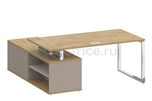 Стол руководителя c опорной греденцией SHIFT SK.SRG-180 (R) Тиквуд Светлый / Капучино фото