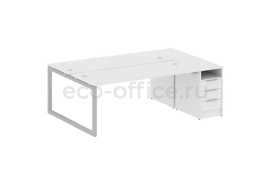 Рабочая станция с опорной тумбой METAL SYSTEM QUATTRO 5x5 50БО.РС-СТП-2.5 Белый / Серый металл  стоимость