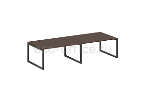 Стол переговорный (2 столешницы) METAL SYSTEM QUATTRO 5x5 50БО.ПРГ-2.4 Венге Цаво / Антрацит металл фото