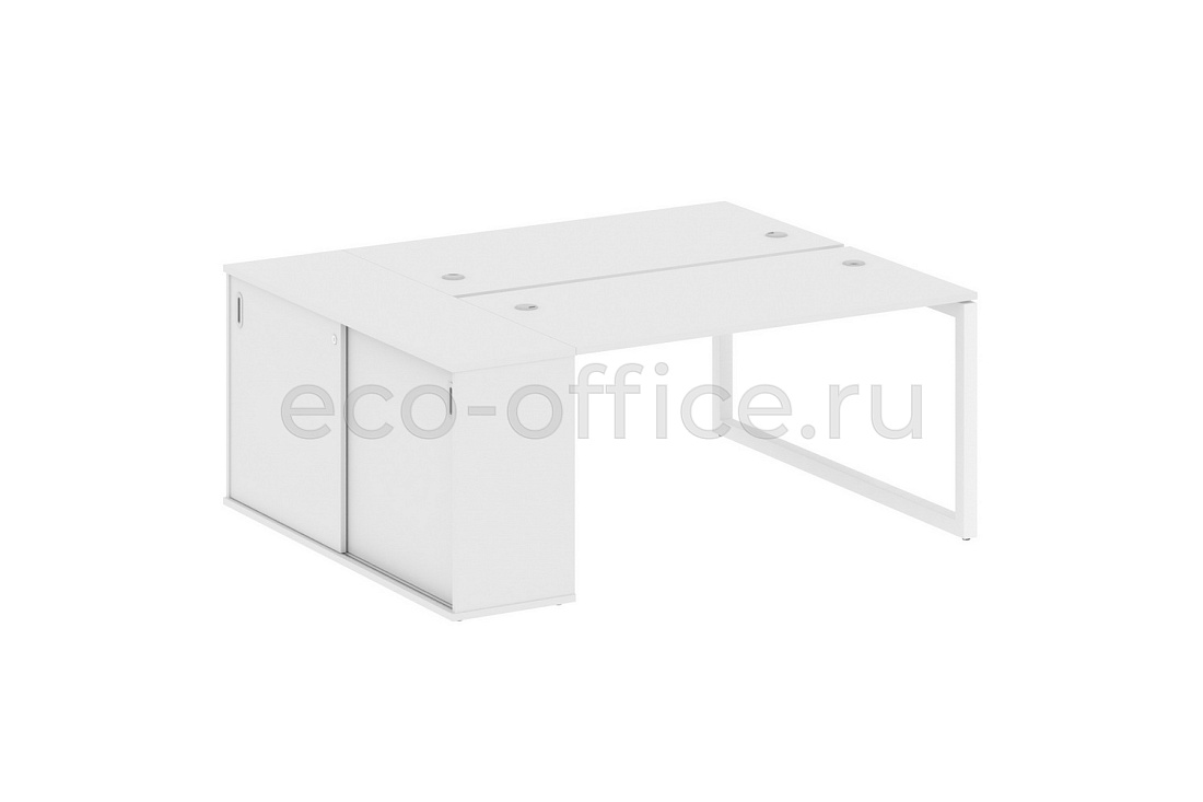 Рабочая станция с опорным шкафом-купе METAL SYSTEM QUATTRO 5x5 50БО.РС-СШК-1.3 Белый / Белый металл  стоимость