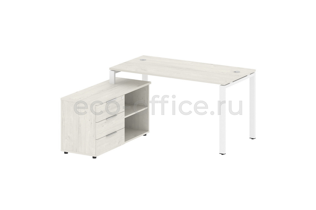 Рабочая станция с опорной тумбой METAL SYSTEM STYLE БП.РС-СТС-2.3 (L) Дуб Наварра / Белый металл  стоимость