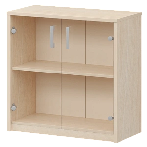 Стеллаж низкий с прозрачным стеклом Protech А-302/А-стл302пр Бук фото