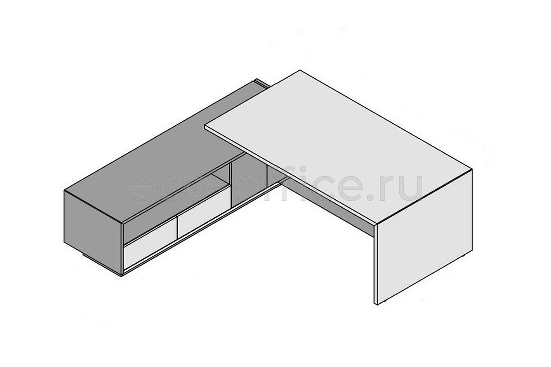 Стол левосторонний с опорной тумбой (шпон) ELITE 174177 Modern Elm / Black (Cod.51)  стоимость