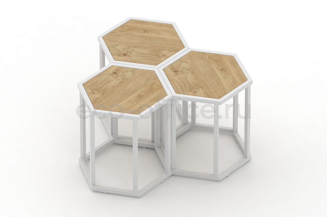 Стол журнальный HEX-450 Тиквуд Светлый / Белый металл  стоимость