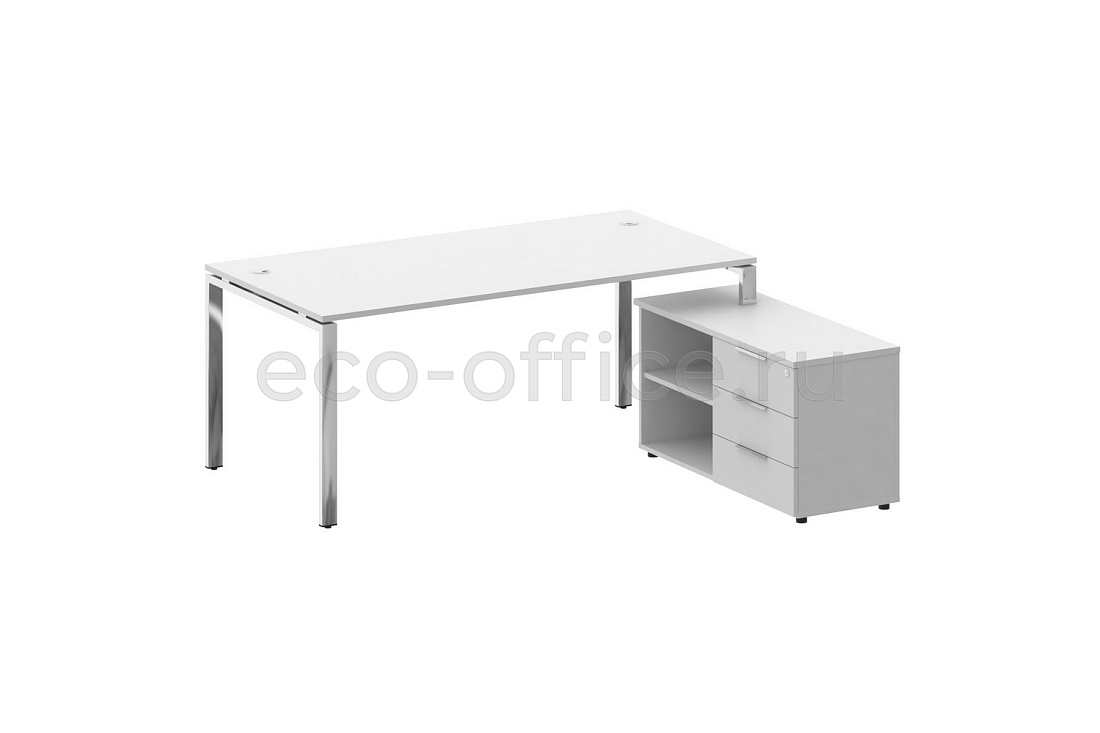 Стол руководителя с опорной тумбой METAL SYSTEM DIRECT БГ.СРТ-5.9 (R) Белый  стоимость
