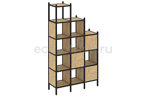 Комплект наборного стеллажа LOFT VR.L-21 Тиквуд Светлый / Чёрный металл фото