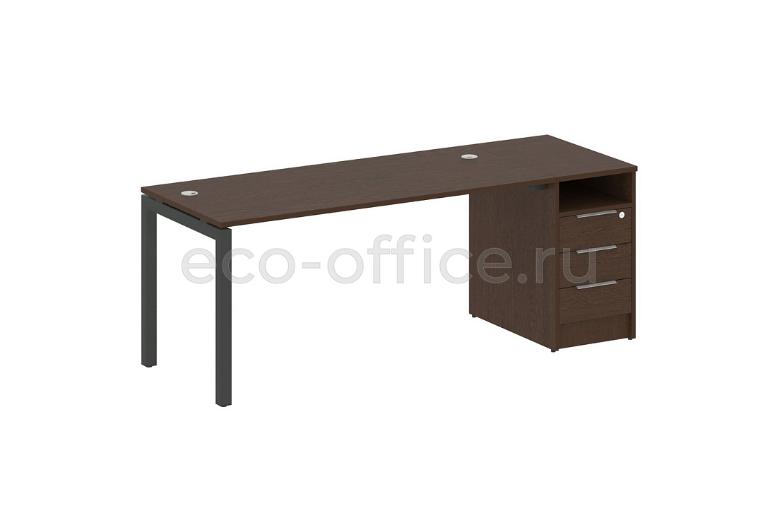 Рабочая станция с опорной тумбой METAL SYSTEM QUATTRO 5x5 50БП.РС-СТП-1.4 Венге Цаво / Антрацит металл купить в Москве