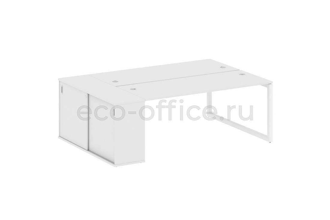 Рабочая станция с опорным шкафом-купе METAL SYSTEM QUATTRO 5x5 50БО.РС-СШК-1.5 Белый / Белый металл  стоимость