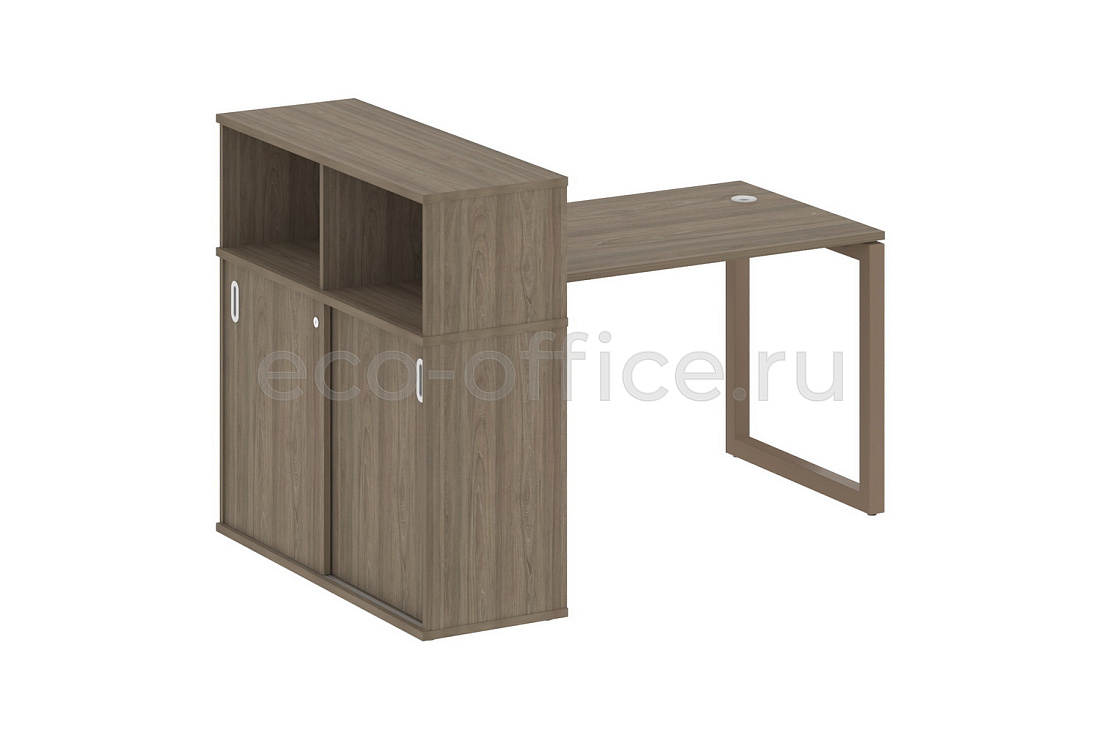 Стол письменный с опорным шкафом-купе METAL SYSTEM QUATTRO 5x5 50БО.РС-СШК-3.2 Вяз Благородный / Мокко металл  стоимость