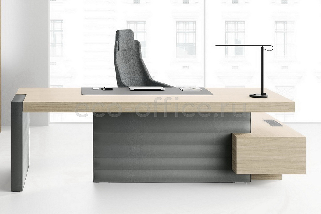 Стол руководителя с правой боковой опорой и левой тумбой JERA 159955 Bali Walnut / Grey  стоимость