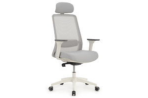 Кресло эргономичное ECO-CHAIR W-218C WORK Белый пластик / Светло-серая сетка фото