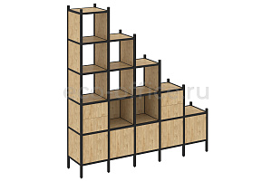 Комплект наборного стеллажа LOFT VR.L-23 Тиквуд Светлый / Чёрный металл фото