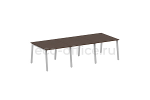 Стол переговорный (3 столешницы) METAL SYSTEM STYLE БА.ПРГ-3.1 Венге Цаво / Серый металл фото