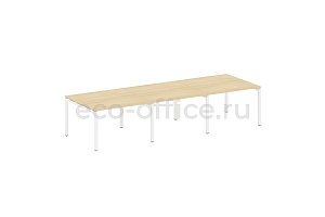 Стол переговорный (3 столешницы) METAL SYSTEM QUATTRO 5x5 50БП.ПРГ-3.2 Акация Лорка / Белый металл фото