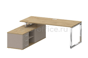 Стол руководителя c опорной греденцией SHIFT SK.SRG-200 (L) Тиквуд Светлый / Капучино фото