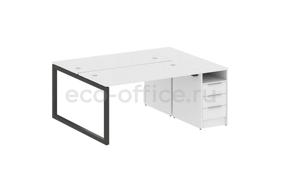 Рабочая станция с опорной тумбой METAL SYSTEM QUATTRO 5x5 50БО.РС-СТП-2.3 Белый / Антрацит металл  стоимость