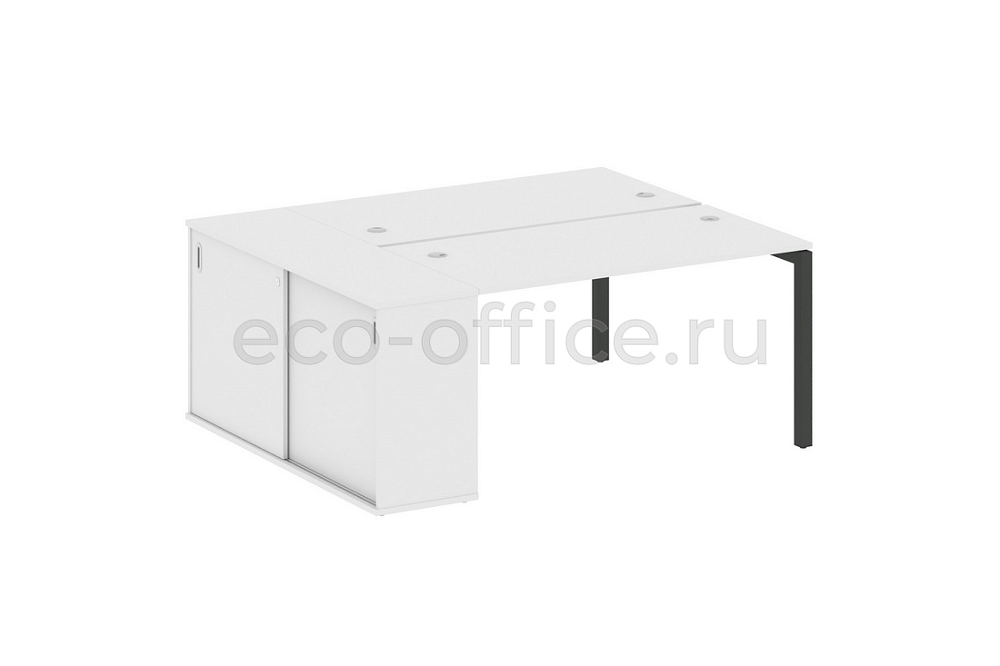 Рабочая станция с опорным шкафом-купе METAL SYSTEM QUATTRO 5X5 50БП.РС-СШК-1.3 Белый / Антрацит металл купить в Москве